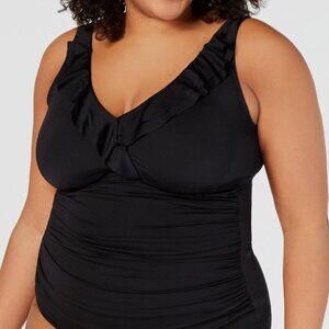 Lauren Ralph Lauren Plus Size Ruffled Tankini Top - Black